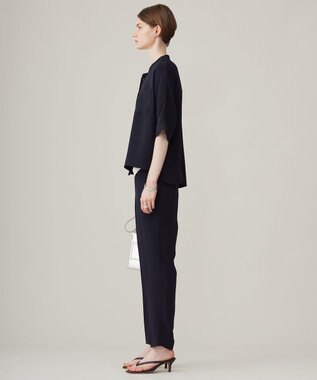 ICB L 【洗える】ライトダブルクロス クロップドシャツ ネイビー系