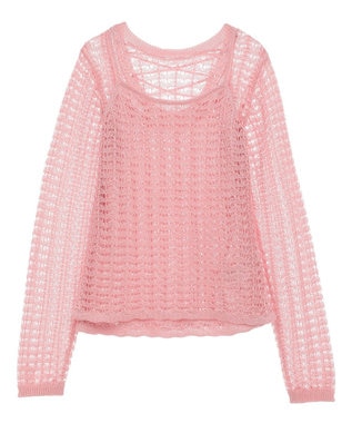 Green Parks ＳＥＴ２点　クロシェ風ニットプルオーバー Pink