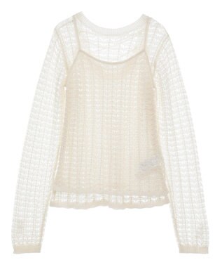 Green Parks ＳＥＴ２点　クロシェ風ニットプルオーバー Off White