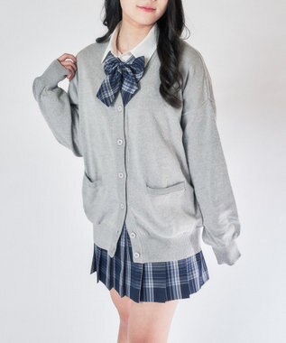 WEGO 【SCHOOL ITEM】ハイゲージスクールカーディガン 杢グレー