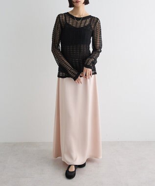 Green Parks ＳＥＴ２点　クロシェ風ニットプルオーバー Black