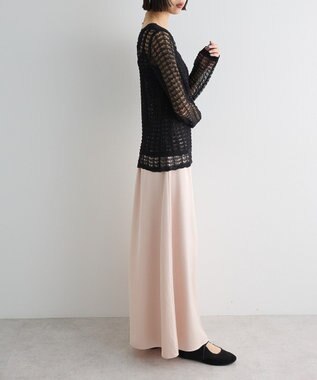 Green Parks ＳＥＴ２点　クロシェ風ニットプルオーバー Black