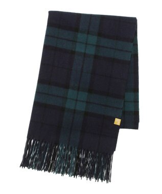 MOONBAT WEB限定【洗える】ミエル (miel) カシミヤ100％ チェックストール ネイビーブルー