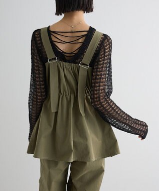 Green Parks ＳＥＴ２点　クロシェ風ニットプルオーバー Black