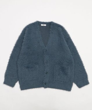 WEGO 【2025秋冬新作/ユニセックス着用ITEM/SMLサイズ展開】フェザーニットカーディガン ブルー