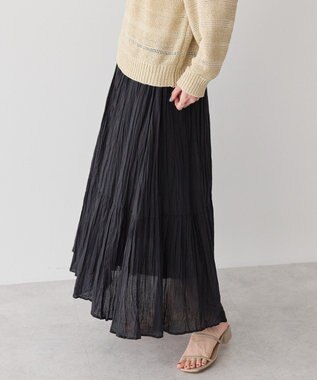 AMERICAN HOLIC ボイルクリンクルティアードスカート Black