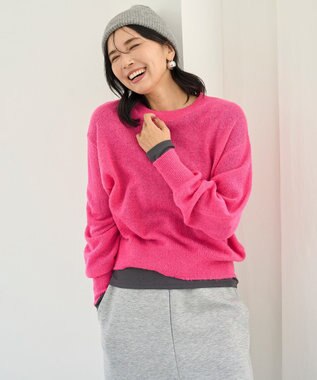UNFILO シアーアルパカ ボリュームスリーブ ニット ピンク