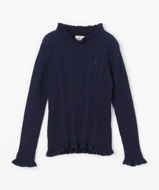 組曲 KIDS 【110-140㎝】フラワードット リブニット ネイビー