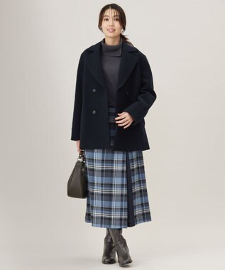 J.PRESS LADIES L 【洗える】SOFT TOUCH WOOL リブ切り替え ニット スレート系