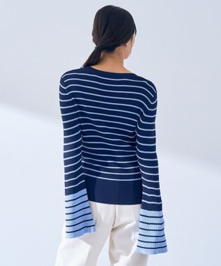 YECCA VECCA マルチボーダー柄ニット Navy