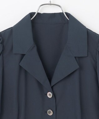 #Newans 【セレモニーにも】オープンカラーペプラムブラウス ネイビー