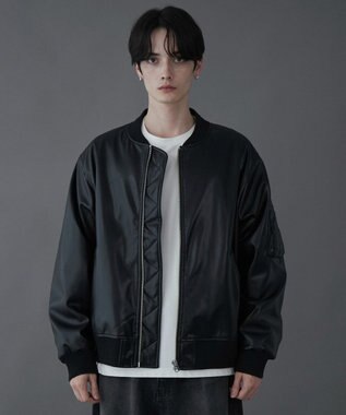 WEGO 【ユニセックス着用ITEM】エコレザーMA－1 ブラック