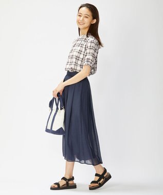 J.PRESS LADIES 【洗える】ブライトスパンボイルAタック スカート ネイビー系