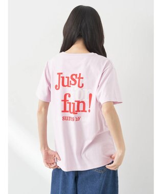 earth music&ecology Ｌｅｅ×ｅ．ｍ．ａ．ｅ　ＬＯＧＯ　Ｈ／Ｓ　ＴＥＥ Pink