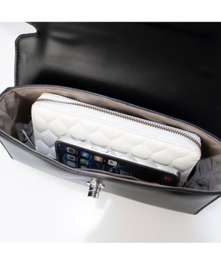 UNBILLION カシュカシュ cachecache / 横長スムース2wayショルダーバッグ ブラック