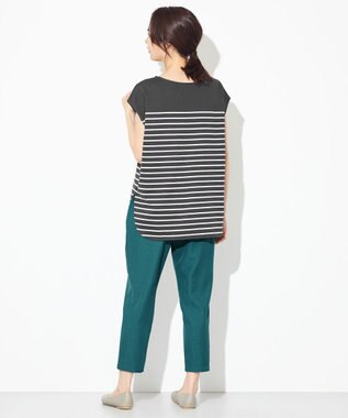 ANY 【接触冷感・UVケア】TCオーガビッツボーダー Tシャツ グレー×オフホワイト