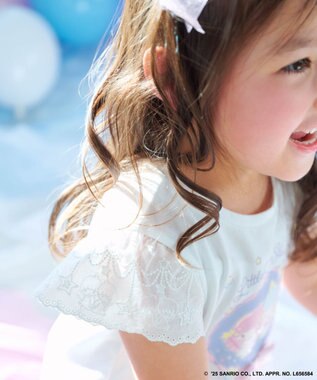 ANY KIDS 【any FAM× リトルツインスターズ 】キキ＆ララ 袖レースTシャツ オフホワイト