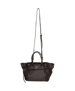 INTER-CHAUSSURES 【CHRISTIAN VILLA】レザーミディアムハンドバッグ ダークブラウン