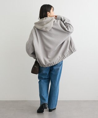 Green Parks ニットフード付きウーリーブルゾン Gray Mixture