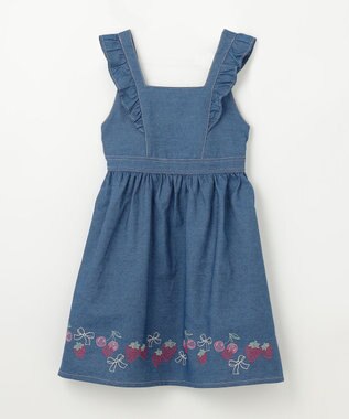 ANY KIDS 【チェリーベリーシリーズ】フルーツ 刺繍 ジャンパースカート ネイビー