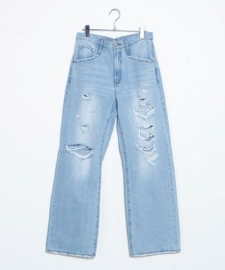 WEGO ダメージデニムワイドパンツ デニム淡色