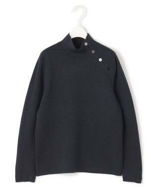ICB L 【洗える】ウールブレンドスムース ハイネックプルオーバー ネイビー系