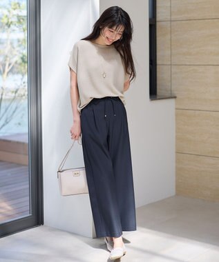 ANY 【ウエストゴム/ストレッチ/セットアップ可】イージィケアストレッチワイドパンツ ネイビー