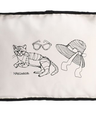 ACE BAGS & LUGGAGE HAyU × ace. トラベルポーチ Lサイズ 猫柄 17823 アイボリー