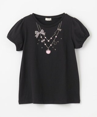 ANY KIDS 【WEB限定】7days プリント 半袖 Tシャツ ブラック×ネックレス