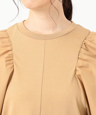 SHARE PARK LADIES 【洗える】ボリュームスリーブフハクコンビカットソー ベージュ系