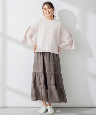 組曲 【洗える】レーシーボイル スカート ライトグレー系