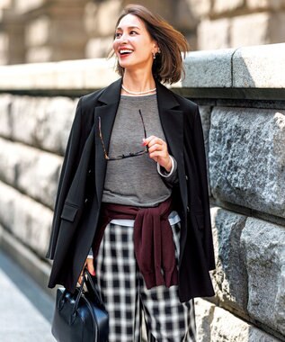 UNFILO シアー オンブレーチェック ワイドパンツ チェック