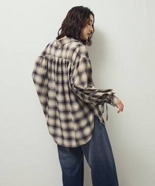 Green Parks ・ＥＬＥＮＣＡＲＥ　ＤＵＥ　チェックギャザーシャツ Ivory