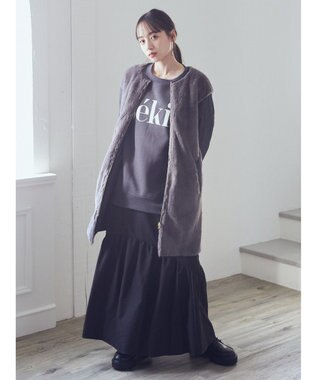 earth music&ecology ファー＆キルティングリバーシブルコート Black