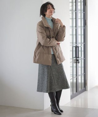 J.PRESS LADIES ウールシルク ハウンドトゥース フレア スカート モノトーン系