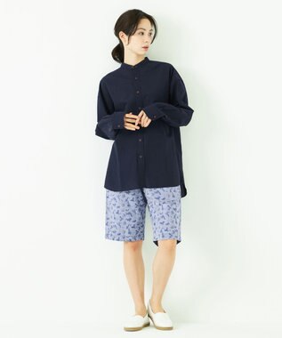 JOSEPH ABBOUD MOUNTAIN 【SPACE】エアリノバンドカラー シャツ ネイビー系1