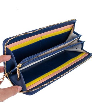 tsumori chisato CARRY ソフトラム Lファスナー長財布 ネイビー