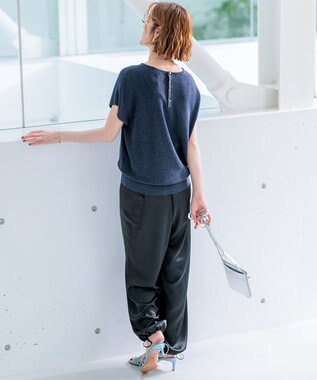 23区 L 【GLOW8月号掲載/洗える】スムースサテン パラシュートパンツ ブラック系