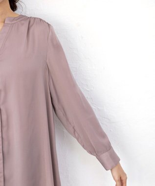 Tiaclasse 【洗える】ヴィンテージサテンチュニックブラウス ピンク