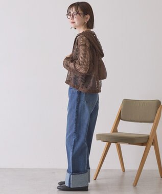 AMERICAN HOLIC 【先行予約】幾何学レースフードシャツ Brown