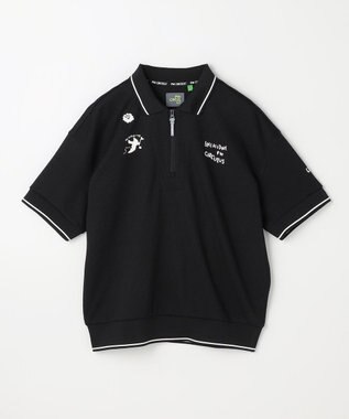 PW CIRCULUS 【WOMEN】ミニワッフル鹿の子ポロ ゴルフウェア レディース ブラック系