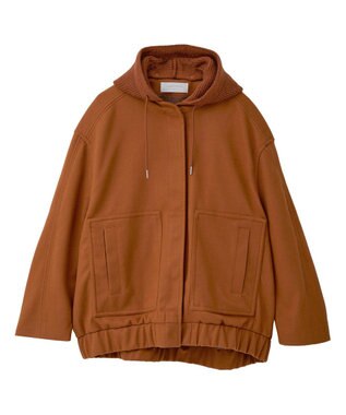 Green Parks ニットフード付きウーリーブルゾン Camel