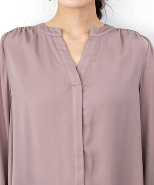 Tiaclasse 【洗える】ヴィンテージサテンチュニックブラウス ピンク