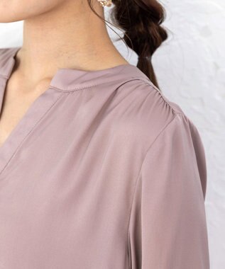 Tiaclasse 【洗える】ヴィンテージサテンチュニックブラウス ピンク