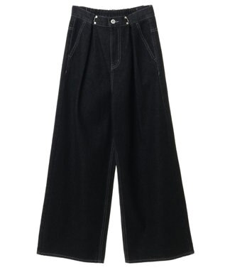 earth music&ecology タックホックデニムパンツ Black