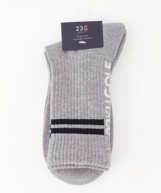 23区GOLF 【MEN】ロゴライン 18センチ丈ソックス ライトグレー系