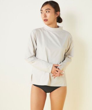 OP／FILA 【ocean pacific】モックネックラッシュガード付き 水着5点セット ベージュ