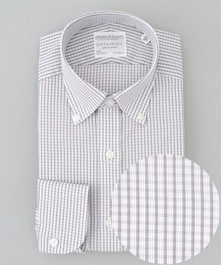 GOTAIRIKU 春夏向け【形態安定】SUMMERPREMIUMPLEATS_ボタンダウン 長袖ドレスシャツ（グレーチェック） ライトグレー系4