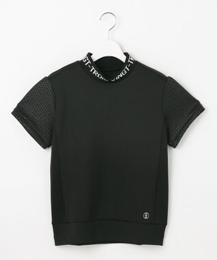 23区GOLF 【WOMEN】ライトダンボール ロゴリブモックネック ブラック系