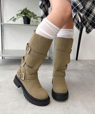 WEGO サイドベルトロングブーツ ベージュ